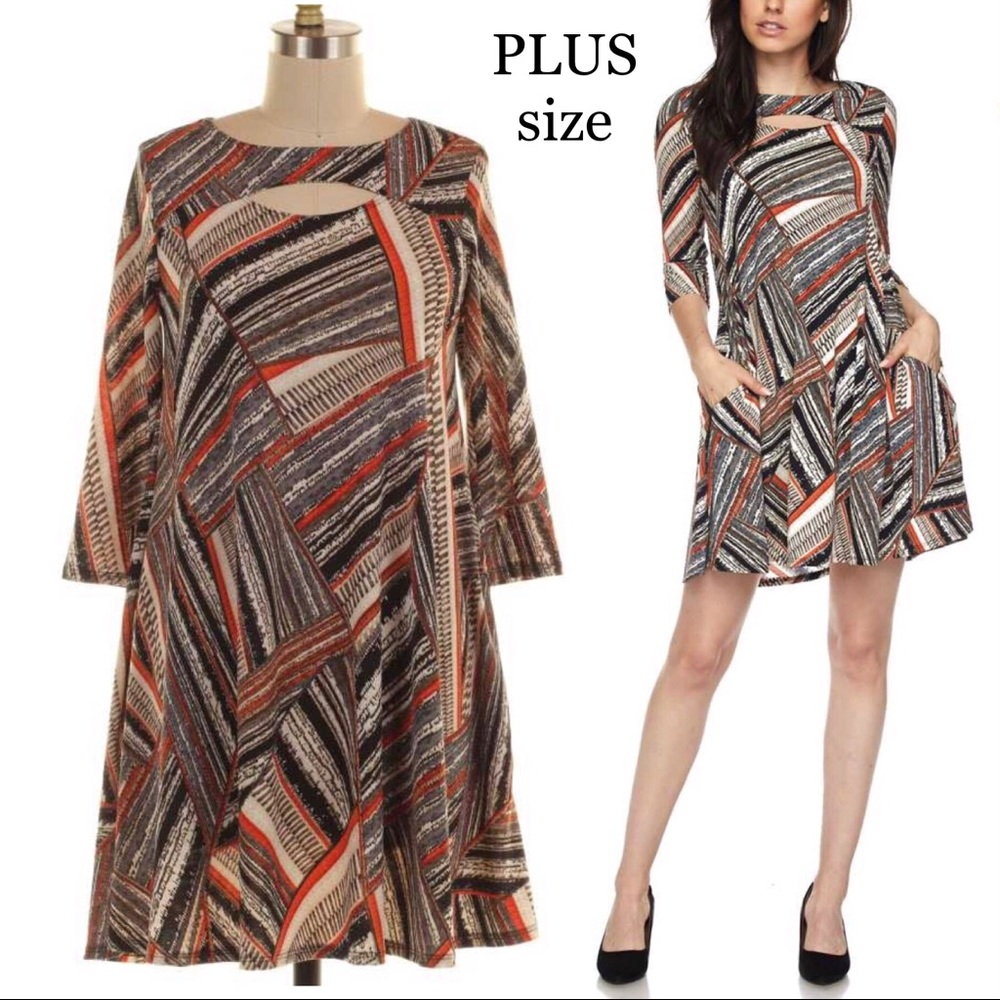 Plus Size Cutout Neckline Tunic Dress P4